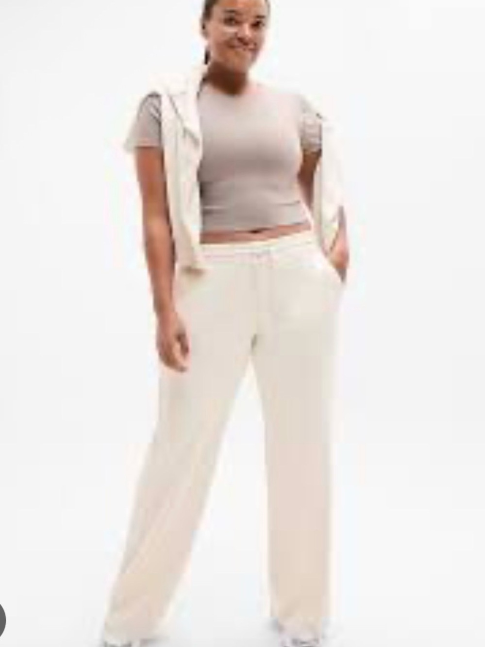Athleta Cream Wide-Leg Lounge Pants